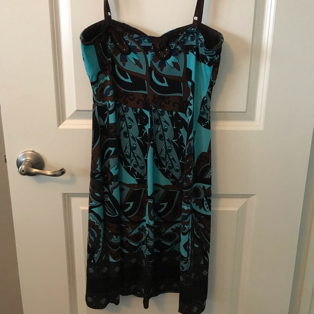 Cute turquoise blue and brown dress